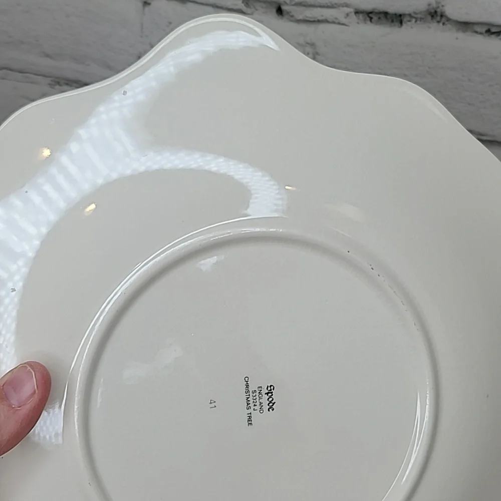 Spode Christmas Tree Vintage Collectible Ceramic Handled Square Cake Plate